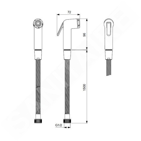 Ideal Standard Bidetta - Douchette de bidet avec flexible de 1500 mm, chrome BC180AA