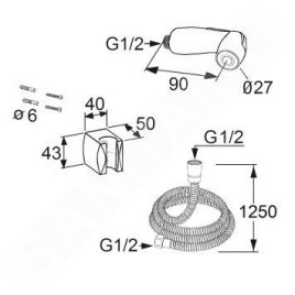 Kludi Bozz - Douchette de bidet avec support et flexible, chrome 7304205-00