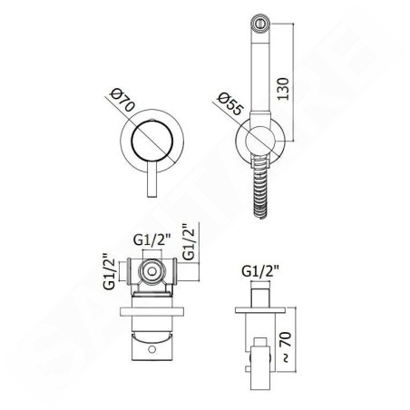 Paffoni Bidet Kit - Mitigeur de bidet encastré, avec douchette et corps, chrome KITDUP110CR