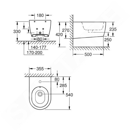 Grohe Essence - Bidet suspendu avec trop-plein, PureGuard, blanc alpin 3957400H