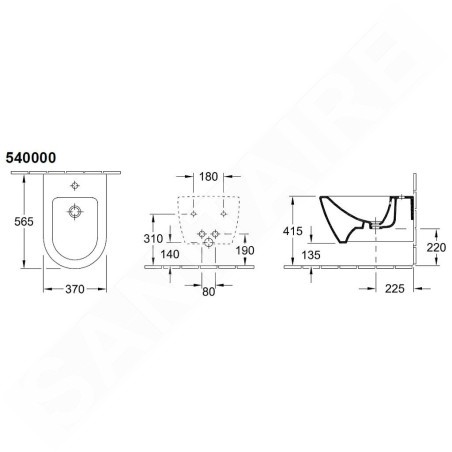 Villeroy & Boch Subway 2.0 - Bidet suspendu avec trop-plein, 375x565 mm, avec CeramicPlus, blanc alpin 540000R1