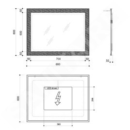 Sapho Flut - Miroir Flut avec éclairage LED 600x800 mm, blanc FT060
