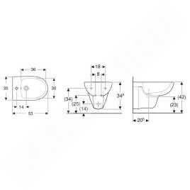 Geberit Selnova - Bidet suspendu , 530x350 mm, blanc 500.264.01.7