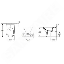 Villeroy & Boch O.novo - Bidet sur pied 360x560x400 mm, un trou pour robinetterie, CeramicPlus, blanc alpin 546100R1