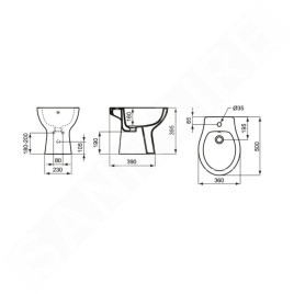 Ideal Standard Eurovit - Bidet à poser, 360x500 mm, avec trop-plein, trou pour robinetterie, blanc E877401