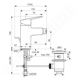 Ideal Standard CeraPlan - Mitigeur de bidet avec vidage, chrome BD248AA