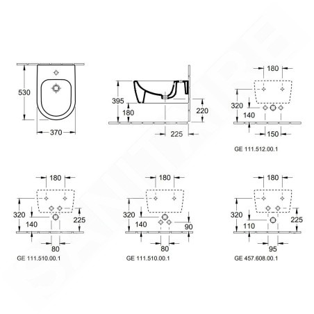 Villeroy & Boch Avento - Bidet suspendu 530x370 mm, CeramicPlus, Stone White 540500RW