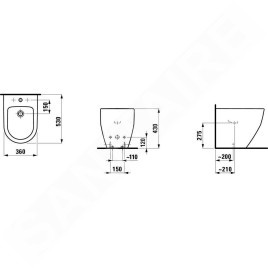 Laufen Pro - Bidet à poser, 530x360 mm, 1 trou pour robinetterie, blanc H8329524003021