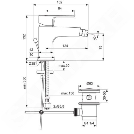 Ideal Standard Cerafine D - Mitigeur de bidet avec bonde, chrome BC492AA