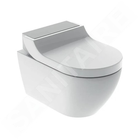 Geberit AquaClean - Bidet électronique Tuma Comfort avec céramique, Rimfree, SoftClosing, inox brossé 146.292.FW.1
