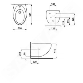 Laufen Il Bagno Alessi One - Bidet suspendu, arrivée d'eau latérale, avec LCC, blanc H8309714003041