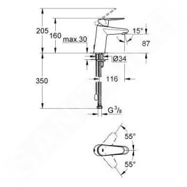 Grohe Eurodisc Cosmopolitan - Mitigeur de bidet à levier S, chrome 3317820E