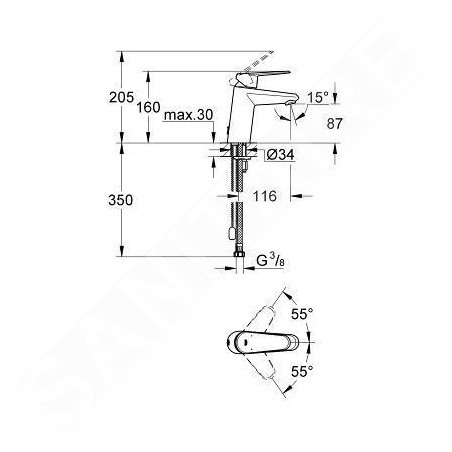 Grohe Eurodisc Cosmopolitan - Mitigeur de bidet à levier S, chrome 3317820E
