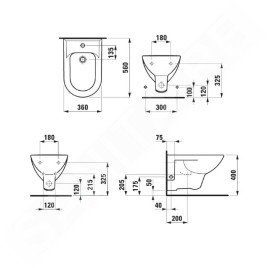 Laufen Pro - Bidet suspendu, 560x360 mm, 1 trou pour robinetterie, blanc H8309510003041