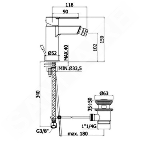 Paffoni West - Mitigeur de bidet avec vidage, chrome WS135CR