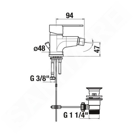 Jika Lyra Smart - Mitigeur de bidet avec vidage, chrome H3411Z10041171