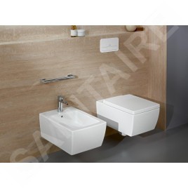 Villeroy & Boch Memento 2.0 - Bidet suspendu, avec un trou de robinetterie, CeramicPlus, blanc alpin 443300R1