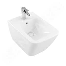 Villeroy & Boch Finion - Bidet suspendu, avec un trou de robinetterie, CeramicPlus, Stone White 446500RW