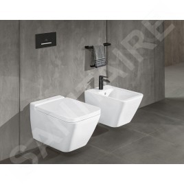 Villeroy & Boch Finion - Bidet suspendu, avec un trou de robinetterie, CeramicPlus, Stone White 446500RW