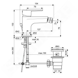 Ideal Standard Cerafine O - Robinetterie de bidet avec vidage, chrome BC498AA