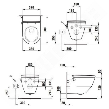 Laufen Cleanet Navia - Bidet électronique avec céramique, arrivée d'eau latérale, Rimless, SoftClose, blanc H8206017577171