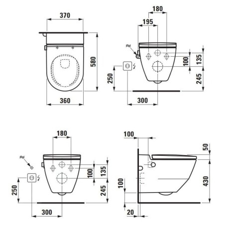 Laufen Cleanet Navia - Bidet électronique avec céramique, arrivée d'eau latérale, SoftClose, Rimless, avec LCC, blanc