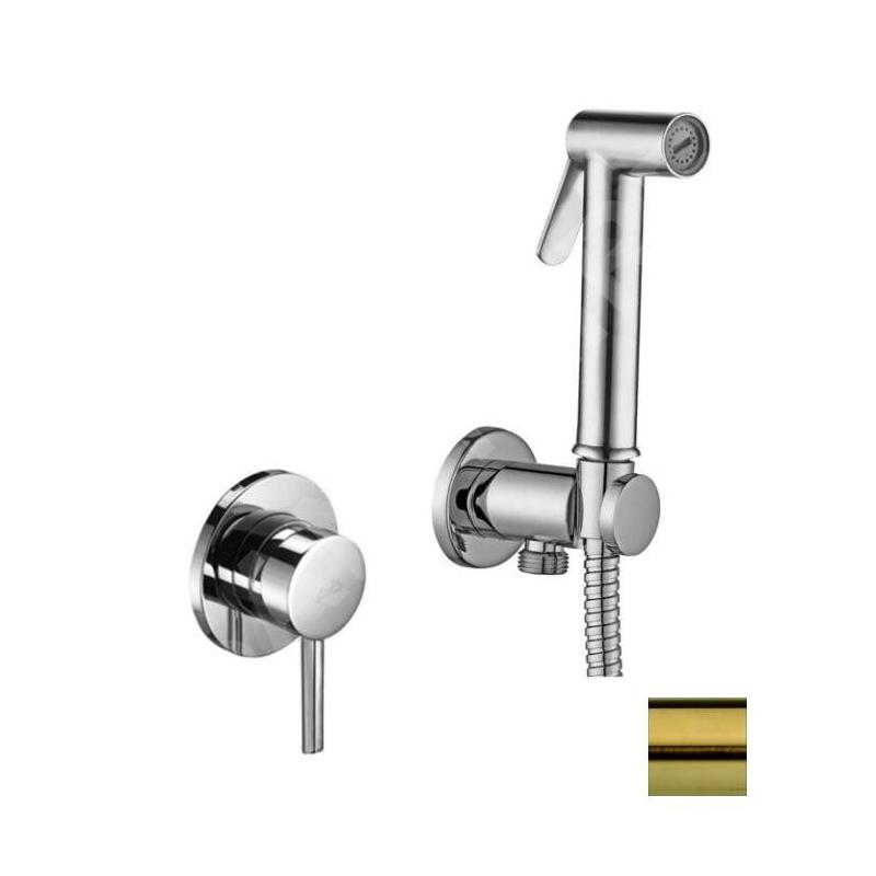 Paffoni Bidet Kit - Mitigeur de bidet encastré, avec douchette et corps, or brossé KITDUP110HGSP
