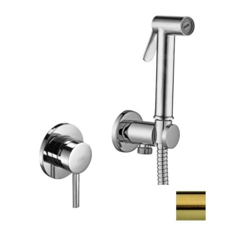 Paffoni Bidet Kit - Mitigeur de bidet encastré, avec douchette et corps, or brossé KITDUP110HGSP