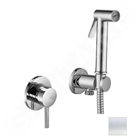 Paffoni Bidet Kit - Barret Mitigeur encastré, avec douchette et corps, blanc mat KITDUP110BO