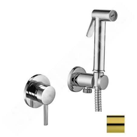 Paffoni Bidet Kit - Mitigeur de bidet encastré, avec douchette et corps, or KITDUP110HG