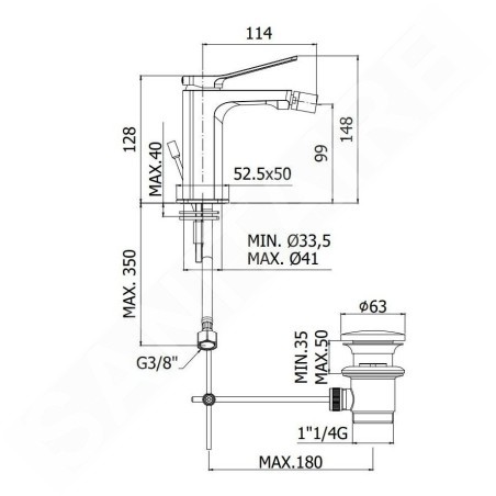 Paffoni Tilt - Mitigeur de bidet avec vidage, inox TI135ST