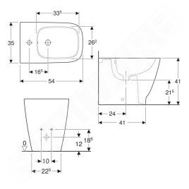 Geberit Smyle Square - Bidet à poser avec trop-plein, blanc 500.841.00.1