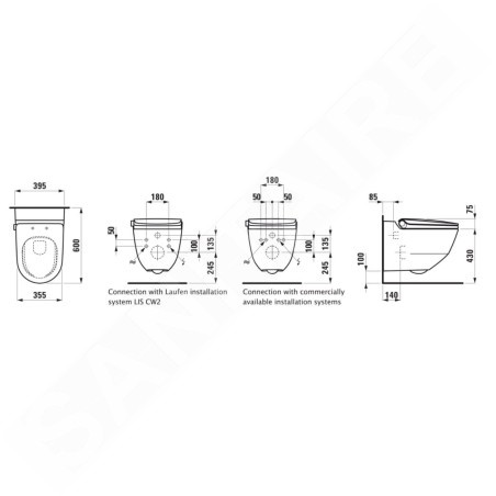 Laufen Cleanet Riva - Bidet électronique en céramique, Rimless, SoftClose, avec LCC, noir H8206910200001