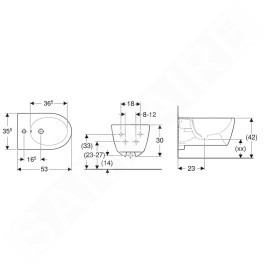 Geberit iCon - Bidet suspendu, 530x355 mm, trou pour robinetterie, KeraTect, blanc 501.898.00.8