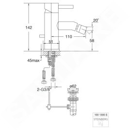 Steinberg 100 - Mitigeur de bidet avec vidage, noir mat 100 1300 S