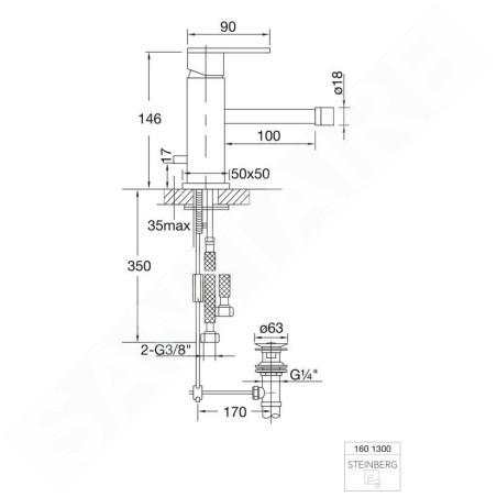 Steinberg 160 - Mitigeur de bidet avec vidage, noir mat 160 1300 S