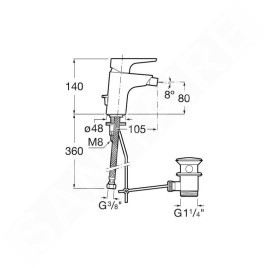 Roca Atlas - Mitigeur de bidet avec vidage, chrome A5A6090C00