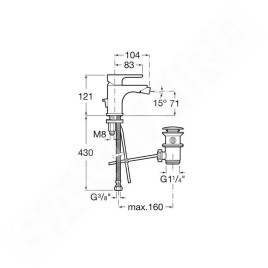 Roca L20 - Mitigeur de bidet avec vidage, chrome A5A6A09C00