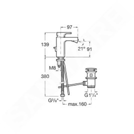 Roca L90 - Mitigeur de bidet avec vidage, chrome A5A6001C00