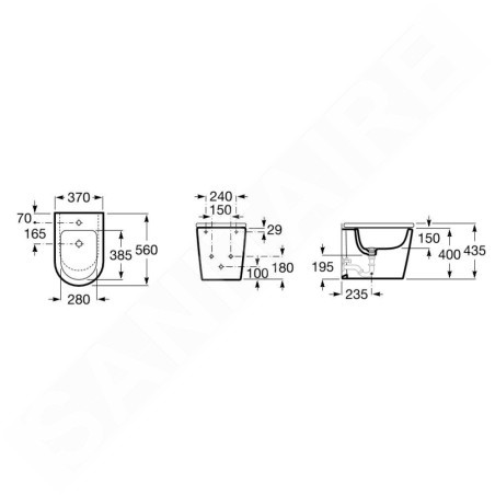 Roca Inspira - Bidet à poser, avec trop-plein, trou pour robinetterie, blanc A357527000