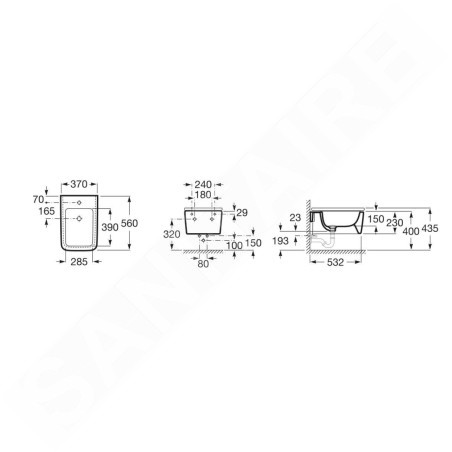 Roca Inspira - Bidet suspendu, avec trop-plein, trou pour robinetterie, blanc A357535000