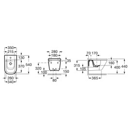 Roca The Gap - Bidet suspendu, avec trop-plein, trou pour robinetterie, blanc A357475000