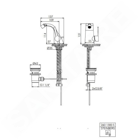 Steinberg 260 - Mitigeur de bidet avec vidage, noir 260 1300 S