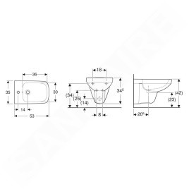 Geberit Selnova Square - Bidet suspendu , 530x350 mm, blanc 500.271.01.5