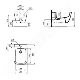 Ideal Standard i.Life B - Bidet suspendu, trou pour robinetterie, gris brillant T461558