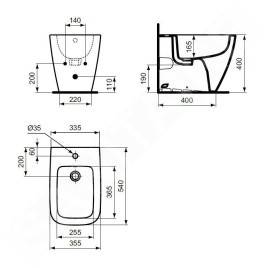 Ideal Standard i.Life B - Bidet à poser, trou pour robinetterie, gris brillant T461758