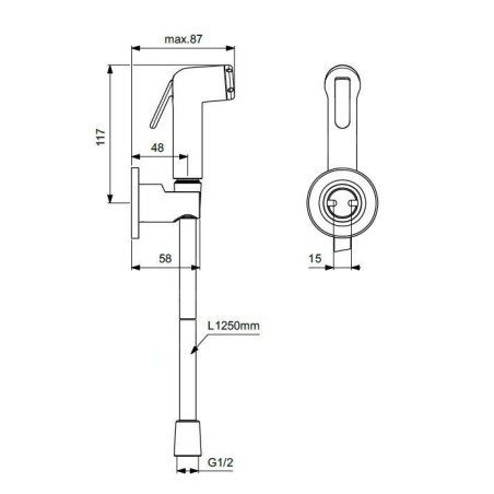 Ideal Standard Idealspray - Douche bidet avec support et flexible, Magnetic Grey B0595A5
