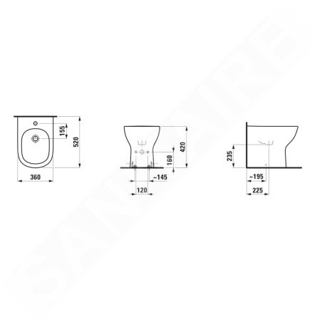 Laufen Lua - Bidet à poser, trou pour robinet, blanc H8320820003021