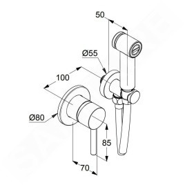 Kludi Bozz - Mitigeur bidet encastré, avec douche, avec corps d’encastrement, or brossé 38998N076