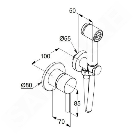 Kludi Bozz - Mitigeur bidet encastré, avec douche, avec corps d’encastrement, or brossé 38998N076
